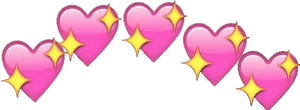 Sparkling Hearts Emoji Row PNG image