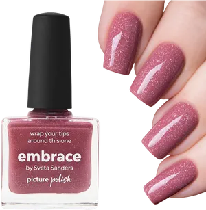 Sparkling Mauve Nail Polish Embrace PNG image