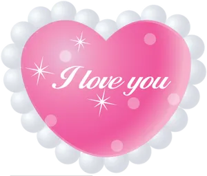 Sparkling Pink Heart I Love You PNG image