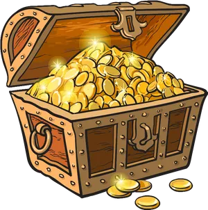 Sparkling Treasure Chest Fullof Gold Coins.png PNG image