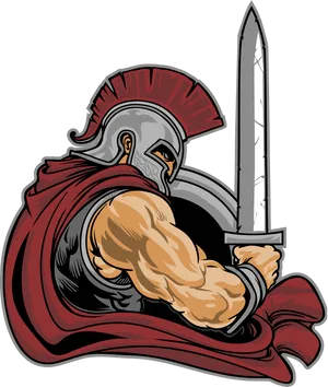 Spartan Warrior Illustration PNG