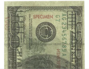 Specimen100 Dollar Bill PNG image