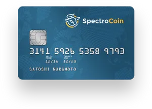 Spectro Coin Debit Card Satoshi Nakamoto PNG image