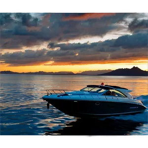 Speed Boat Sunset View Png 06282024 PNG image