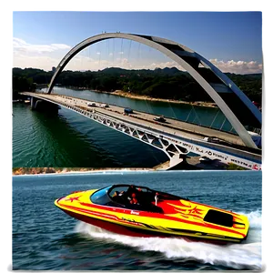 Speed Boat Under The Bridge PNG Yps PNG