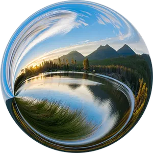 Spherical Landscape Reflection PNG image