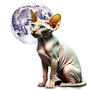 Sphynx Cat And Full Moon Night PNG 06292024