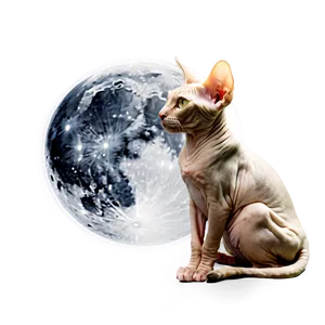 Sphynx Cat And Full Moon Night PNG Psj64 PNG