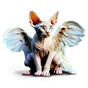 Sphynx Cat Angel Wings Fantasy PNG 36