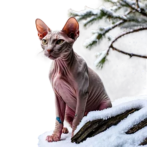 Sphynx Cat In Snowy Winter Wonderland PNG Oyg98 PNG