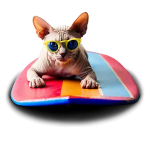 Sphynx Cat Surfing Summer Vibes PNG Qbq