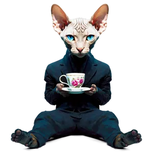 Sphynx Cat Tea Party Elegance PNG Cfh