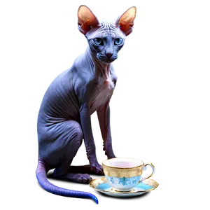 Sphynx Cat Tea Party Elegance PNG Cxt47