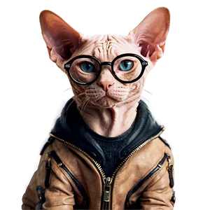 Sphynx Cat With Glasses Studying PNG 66