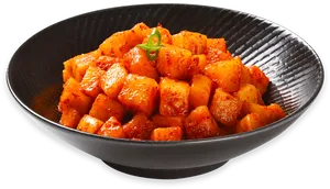 Spicy Cubed Radish Kimchi Dish PNG