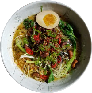 Spicy Ramen Bowlwith Egg PNG image