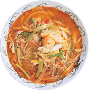 Spicy Seafood Noodle Soup PNG image