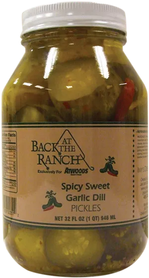 Spicy Sweet Garlic Dill Pickles Jar PNG image