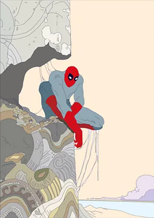 Spider Manin Traditional Japanese Art Style PNG image