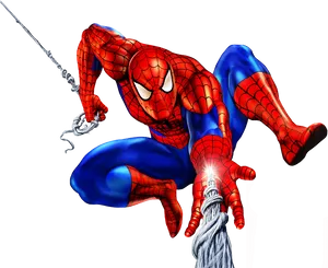 Spiderman Swinging Action Clipart PNG image