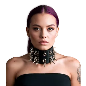 Spiked Choker With Buckle Closure PNG 65