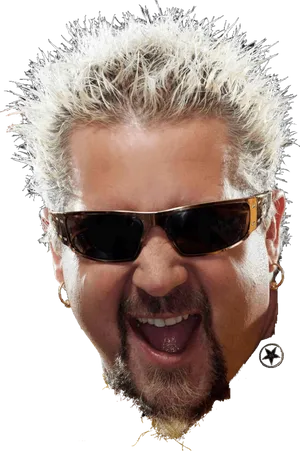 Spiky Haired Man Sunglasses Laughing PNG image