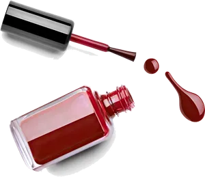 Spilled Red Nail Polish Bottle PNG image