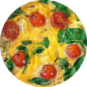 Spinach Tomato Omelette Top View PNG