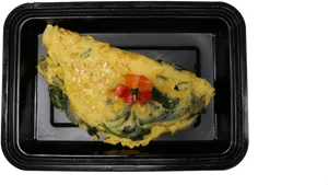 Spinach Tomato Omelettein Container PNG image