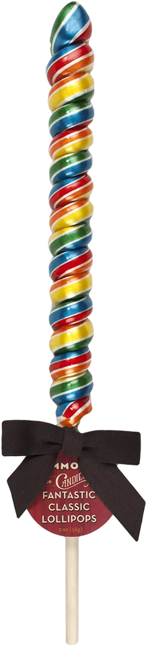 Spiral Rainbow Lollipopwith Bow PNG