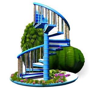 Spiral Staircase In Garden PNG 35