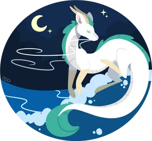 Spirited Away Dragon Night Sky PNG image