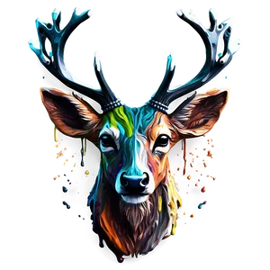 Splattered Paint Deer Head Png 06212024 PNG image