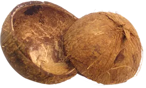 Split Coconut Halves PNG image