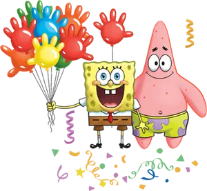 Sponge Bob Patrick Celebration Balloons PNG image