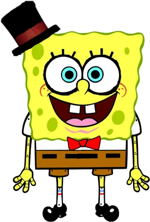 Spongebob Top Hatand Bow Tie PNG image