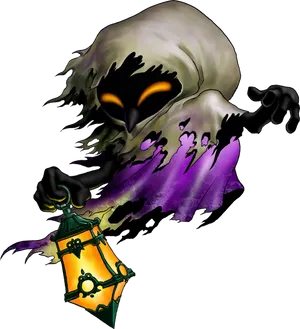 Spooky Ghost Holding Lantern PNG image