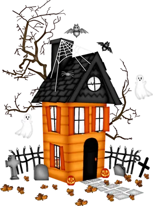 Spooky Haunted House Illustration PNG image