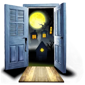 Spooky Open Door At Night PNG 86