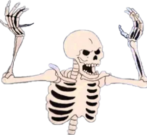 Spooky Skeleton Raising Arms PNG image