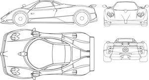 Sports Car Blueprint Vector