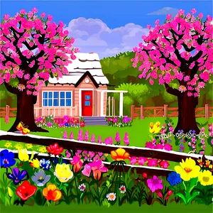 Spring Cottagecore Scene PNG Ibh PNG