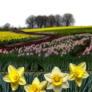 Spring Daffodils Field Png Hvy PNG image