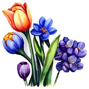 Spring Flowers Watercolor Png Dhx PNG image