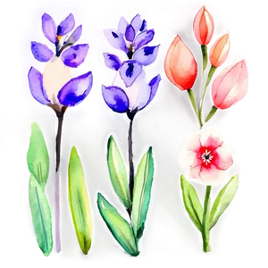 Spring Flowers Watercolor Set PNG 32 PNG