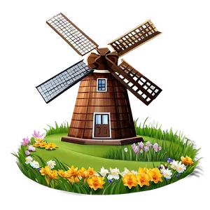 Spring Windmill Scene Png Xqy PNG image