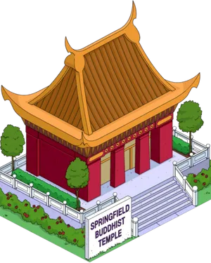 Springfield Buddhist Temple Illustration PNG