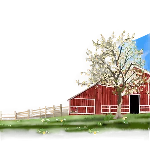 Springtime Barn Landscape PNG Ryv
