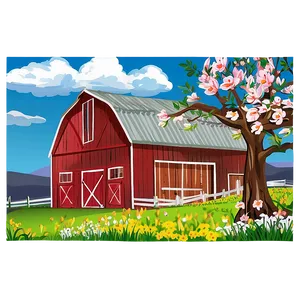 Springtime Barn Landscape PNG Sld44 PNG