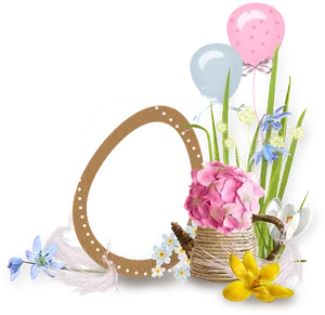 Springtime_ Floral_ Arrangement_with_ Balloons PNG image